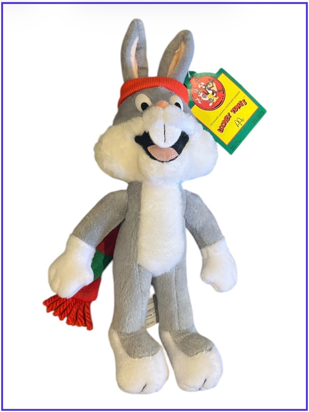 LOONEY TUNES MCDONALDS Bugs Bunny Plush Toy Warner Bros Christmas